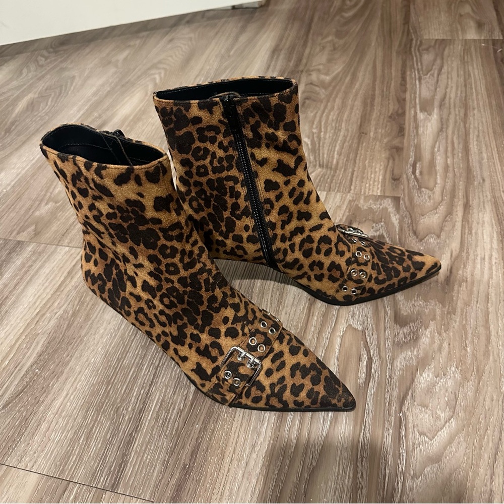 Madden Girl Cheetahs Print High Heel Boots with Buckle Accent a la Mui Mui
